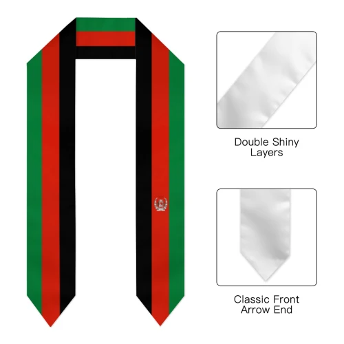 Afghanistan Flag Scarf  Graduation Sash Stole International Study Abroad Adult Unisex Party Accessory