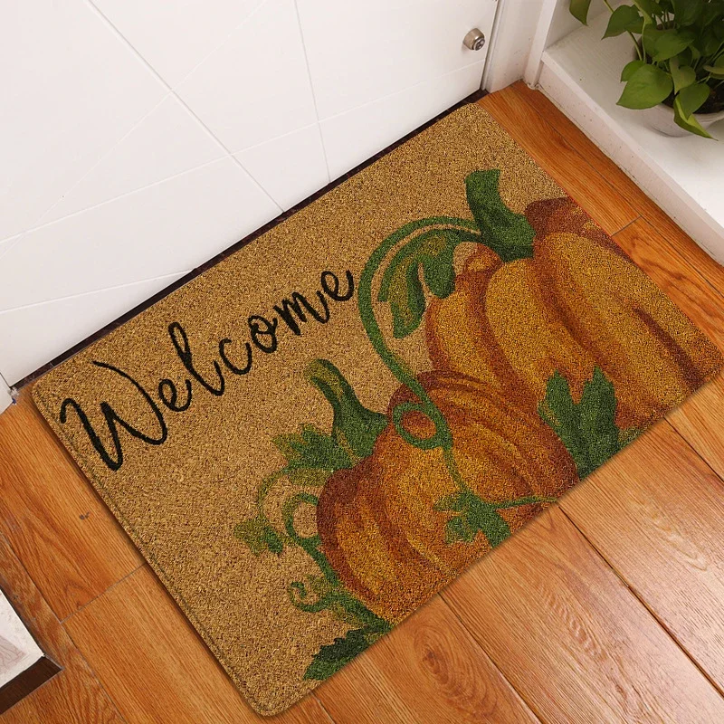 Door Mat Entrance Mat Welcome Flowers Patten Non-slip Doormat front doormats outdoor decor indoor funny floor mats  bath rug