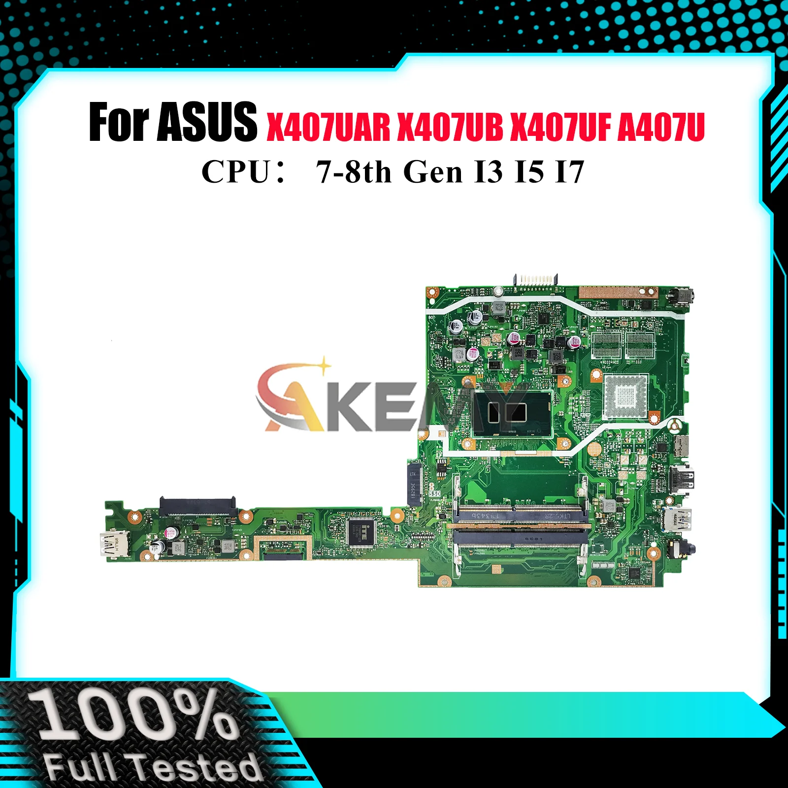 

X407UAR Материнская плата для ноутбука ASUS F407U X407UF X407UB A407U X407U X407UBR X407UAR Y4000U X407UA X407UV Материнская плата I3 I5 I7 CPU