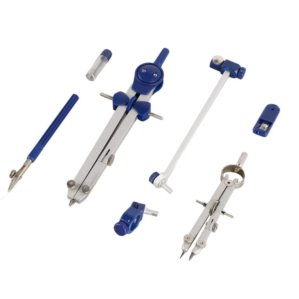 Metal Professional Drawing Compass Blue White Storage Box Metal Compass Set Multi Functional Adjustable Drafting Compass Kit