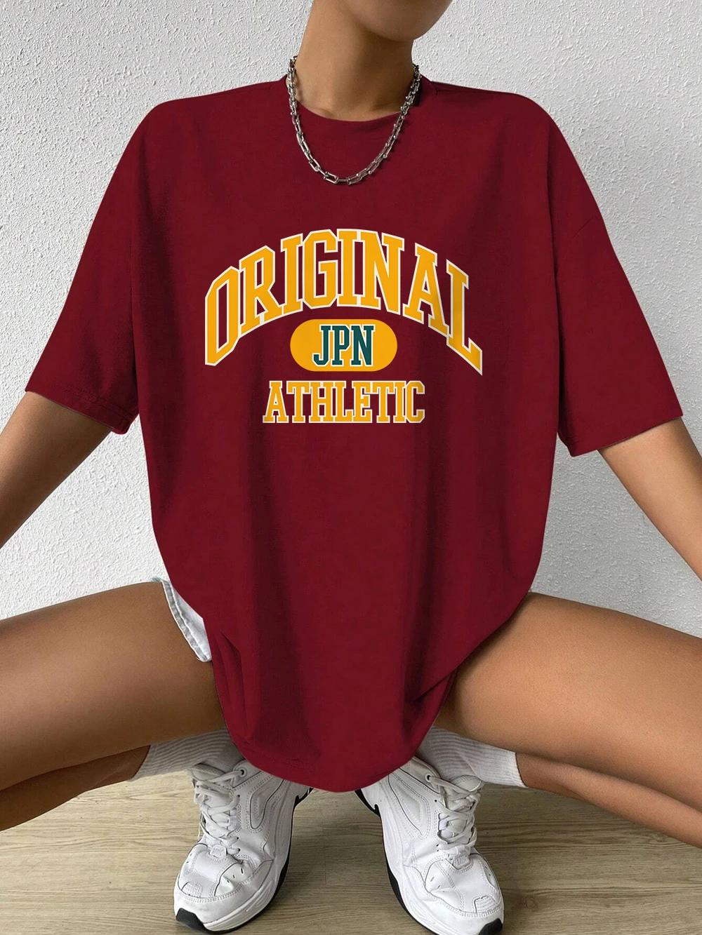 Jpn Original Athletic Sports Bedruckte T-Shirts für Damen, Sommer-Baumwoll-T-Shirt, lockerer O-Ausschnitt, weich, bequem, Tops, Freizeitkleidung
