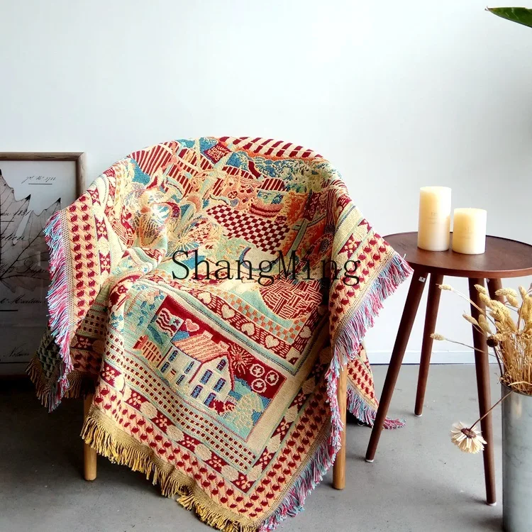 PYH retro Chinese new double-sided jacquard knitted personalized thread blanket sofa towel blanket blanket