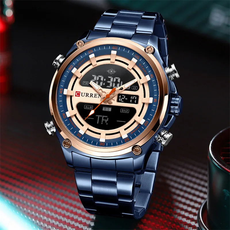 CURREN 8404 Luxury Men's Quartz Electronic Watch Sport Stainless Steel Multi Functional Calendar Night Light Watches for Man