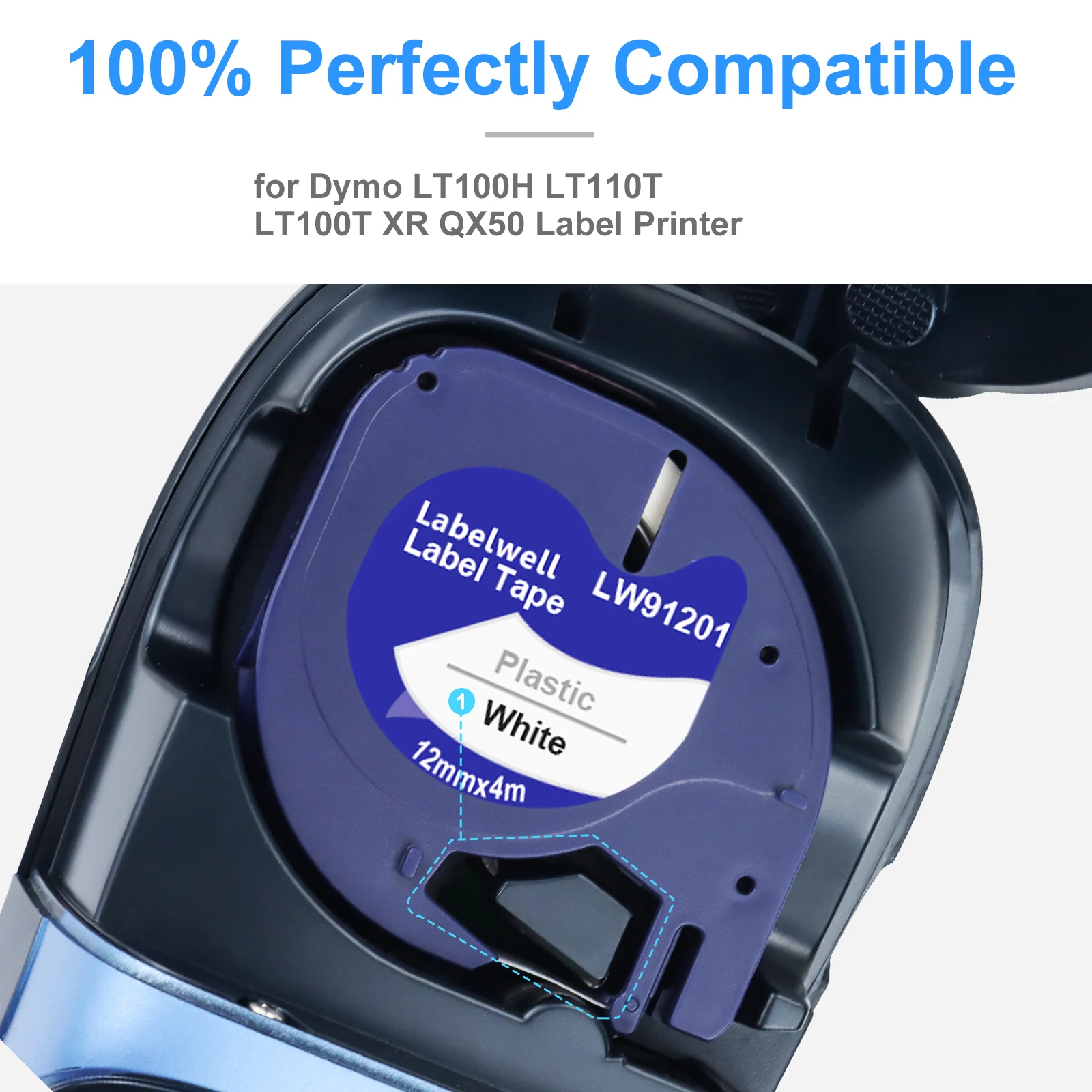 Imagem -02 - Compatível Dymo Letratag Etiqueta Fita lt Fita para Dymo Lt100h 100t Label Maker 91221 91331 91202 91200 10 20pk 91201 12267