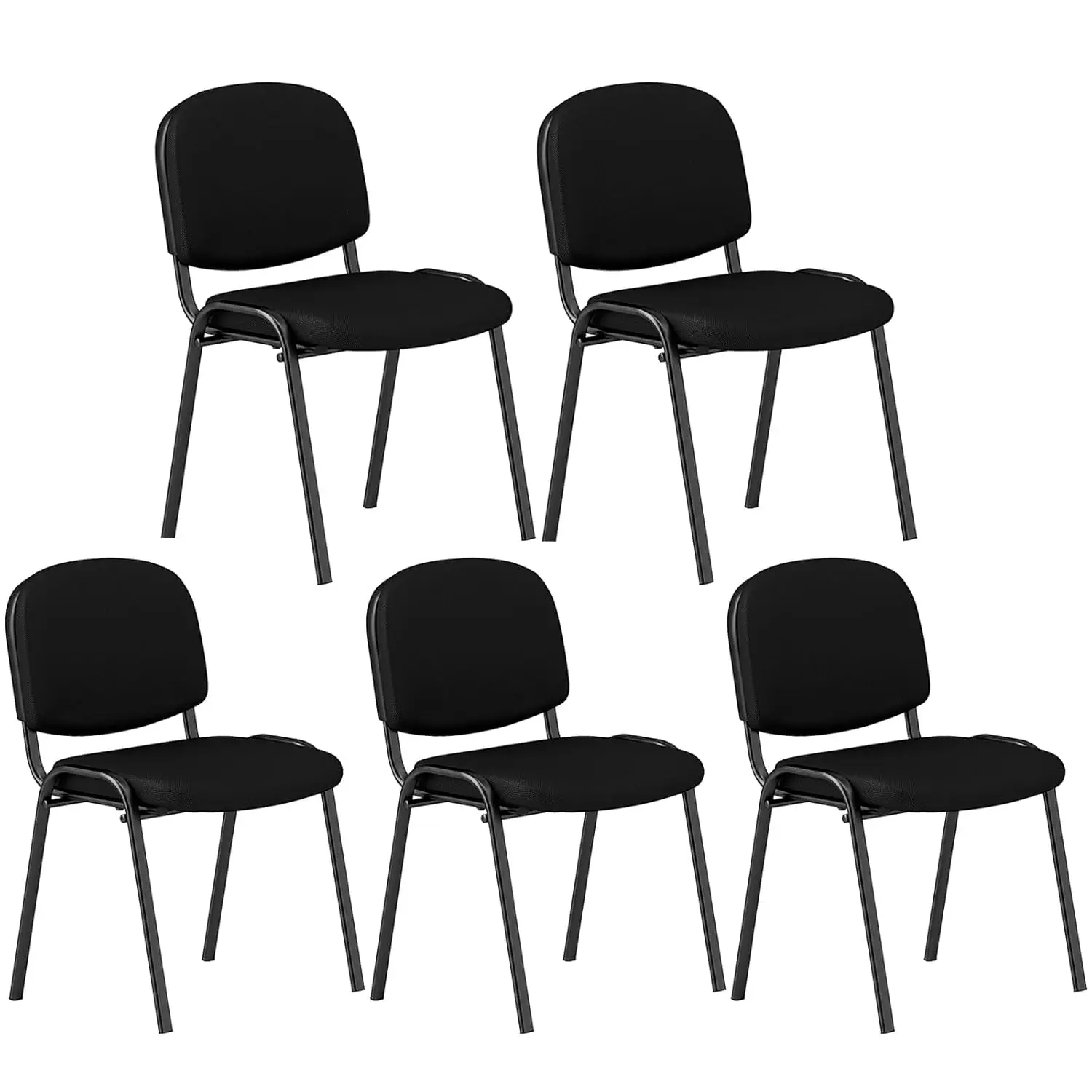 

Stackable Guest Reception Chairs Set of 5 Upholstered Seat Ergonomic Back Office Waiting Conference Room Events, Customized