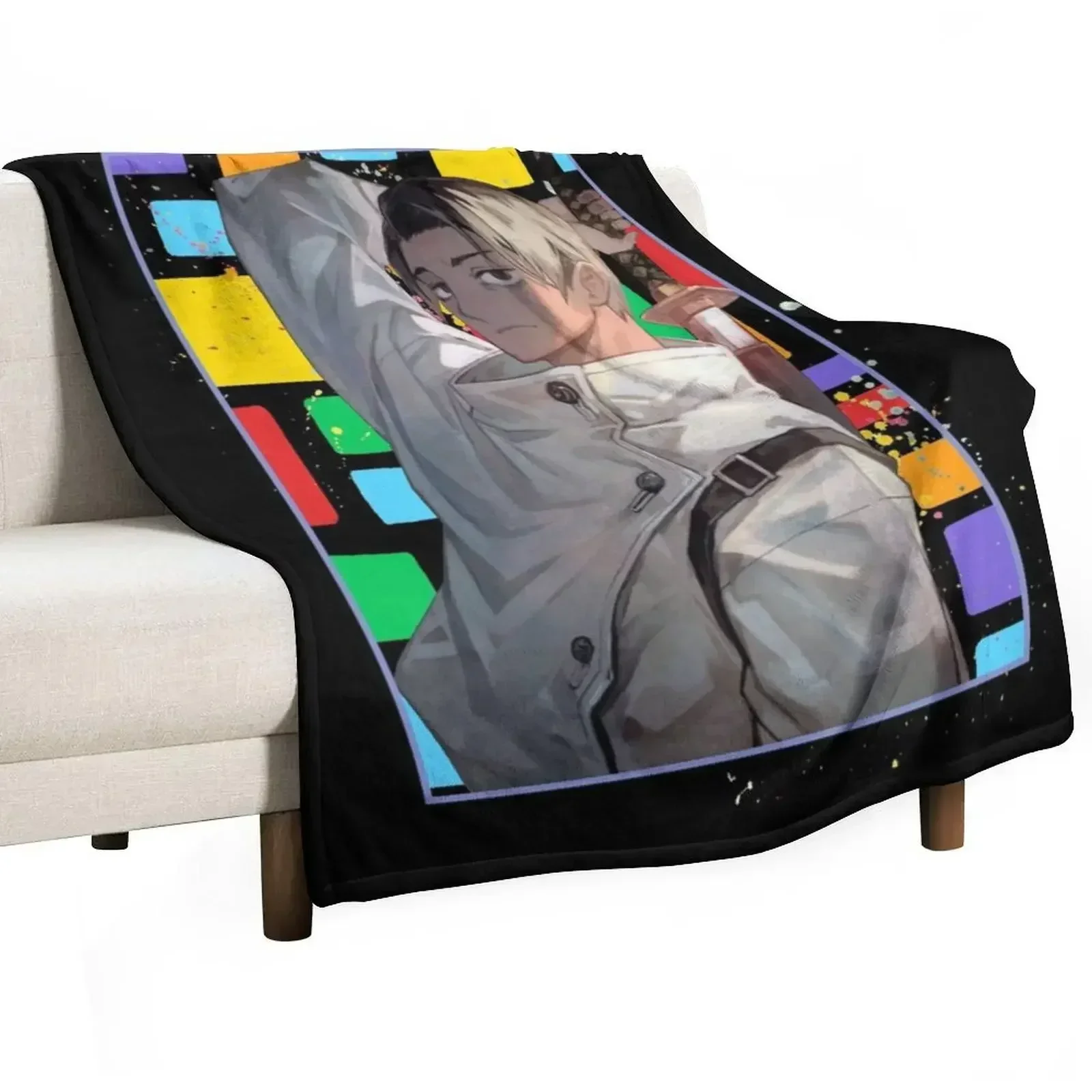 Yuta Okkotsu Block Anime design Throw Blanket Shaggy Blankets For Sofas Blankets