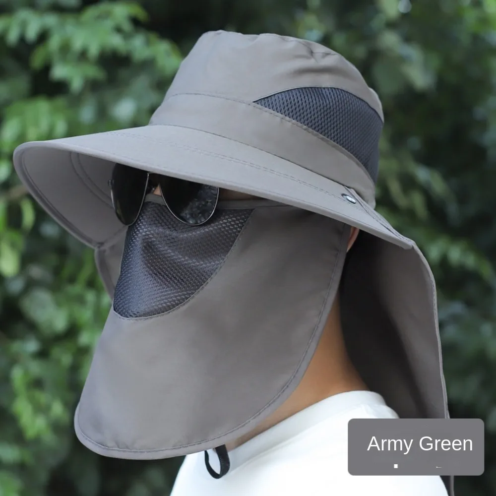360 Degrees Protection Sun Hat Wide Brim Sunscreen and Shading Beach Cap Removable Face Mask Protect Neck Agricultural Work Hat