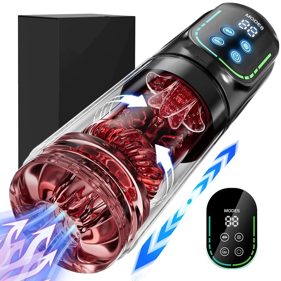 IPX7 LED Automatic Male Masturbator Cup 7 Sucking Rotating Licking Thusting Modes Pocket Pussy Stroker Blowjob Sex Toys For Men