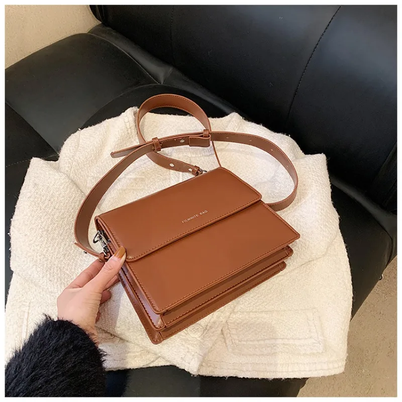 Crossbody Bags for Women New PU Leather Solid Color Classic Design Square Flap Bag Casual Commuting Business Travel All-match