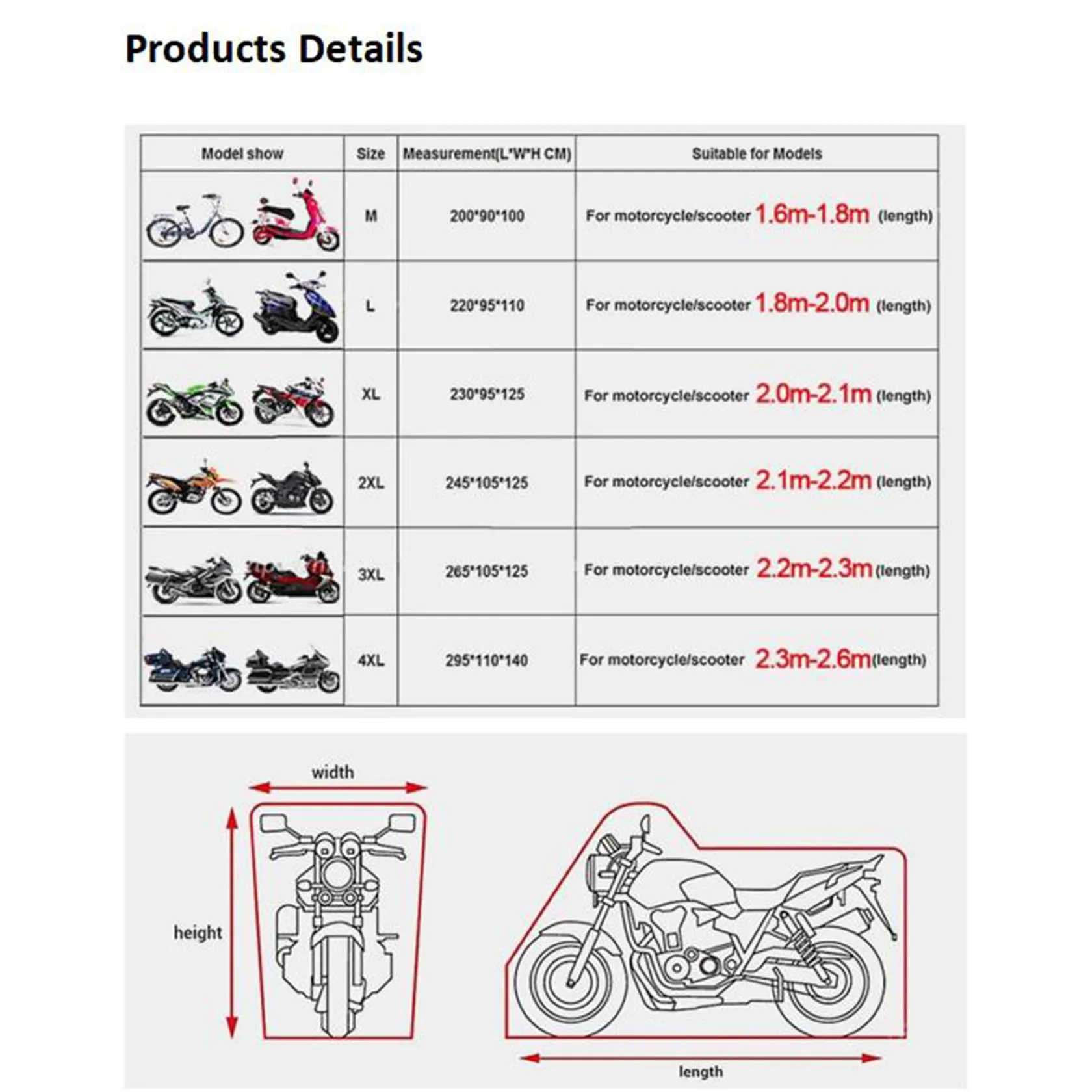 Motorcycle Cover Outdoor Uv Protector Scooter Rain Cover Motors Rain Dust M L XL XXL XXXL For Harley Touring Sportster Dyna FLD