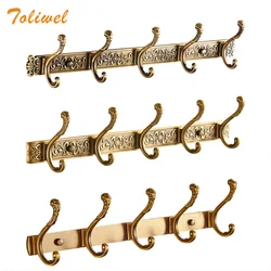 Antique Brass Robe Hook Wall Mount Towel Holder Bathroom Accessories Organizer Luxury Clothes Hook Rack