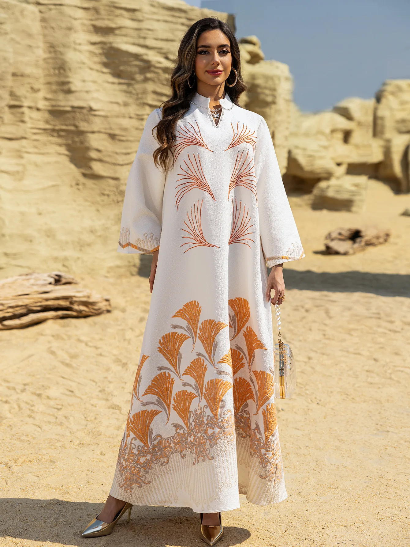

Fashion Muslim Dresses for Women Luxury Diamonds Abaya Dubai Kaftan Islam Clothing Kebaya Caftan Marocain Femme Robe Jalabiya
