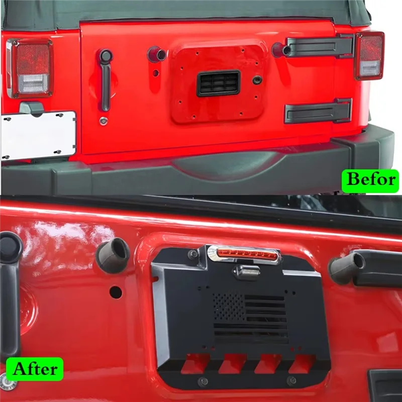 

For Jeep Wrangler JK 2007-2017 JL 2018+ Tailgate Exhaust Cover Plate Spare Tire License Plate Holder