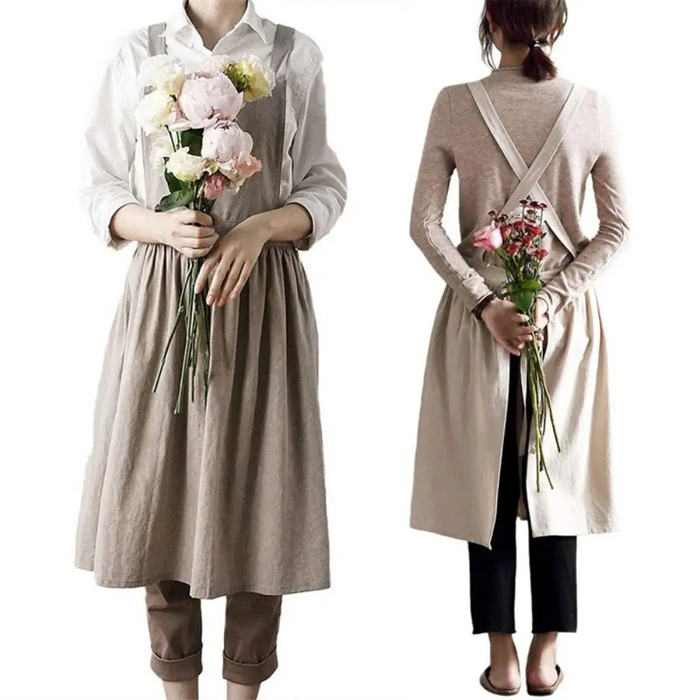 

Минималистичный кухонный фартук для взрослых и детей, однотонный флористский фартук, износостойкий детский фартук в корейском стиле