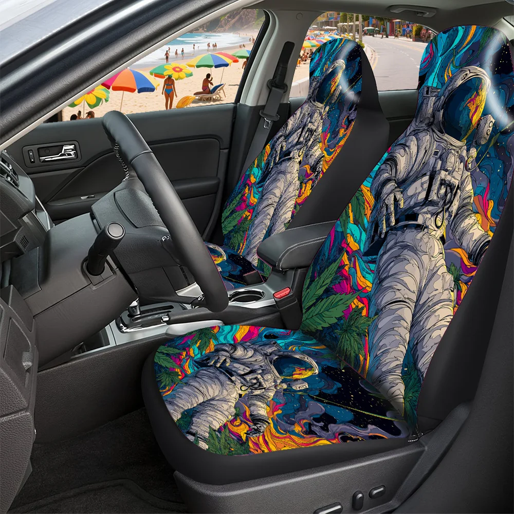 2-5 Seat Set Car Seat Covers Premium Fit For Truck SUV Off-road Car Astronaut Tobacco Design Festive Halloween Christmas New Ye