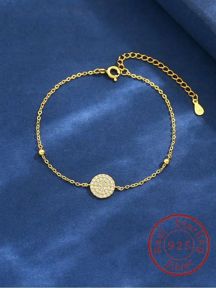 925 Sterling Silver Fashion Simplicity Round Beads Zircon Bracelet For Women Anniversary Party High Quality Fine Jewelry