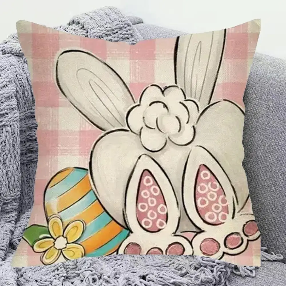 Home Decor 45x45cm Easter Bunny Throw Pillowcase Cute Soft Easter Eggs Pillow Case Portable Comfortable Cushion Cover Office