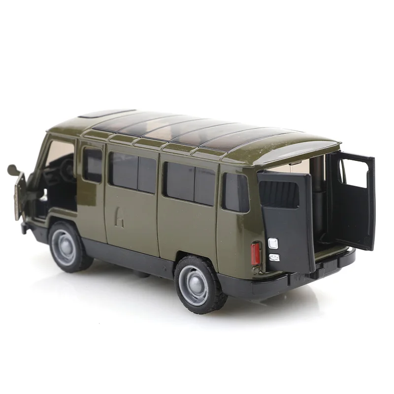 (Bagged) Réplica da escala 1/36 UAZ-452 van de pullback vintage de três portas, metal fundido, brinquedo de menino, simulação autodesenvolvida.