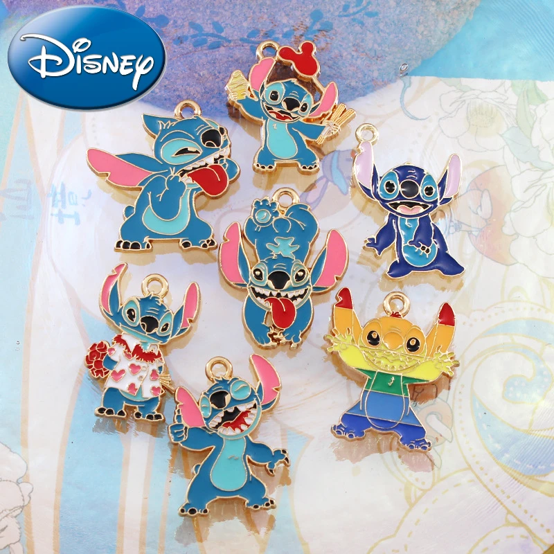 

New Disney Stitch Pendant Cartoon Figure Kawaii Jewelry Making Enamel Colorful DIY Necklace Bracelet Birthday Accessories Gifts