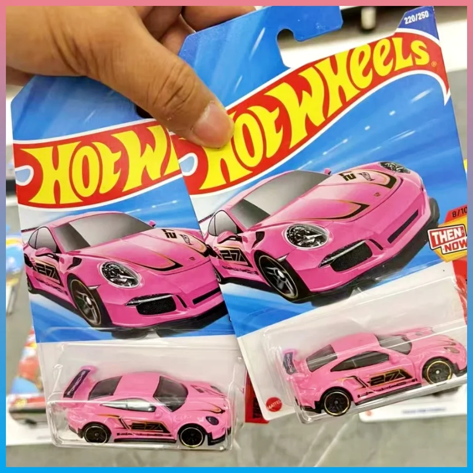 2025 ホットウィール ケース L C4982 # 220 ポルシェ 911 GT3 RS ピンク 過去と現在 1:64 ダイキャストモデルカーおもちゃ 男の子向けホリデーギフト