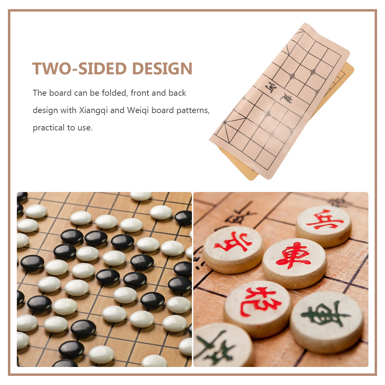 

Folding Double Sided Chinese Chessboard Portable Simple Board Supplies Convenient Chess Game Prop