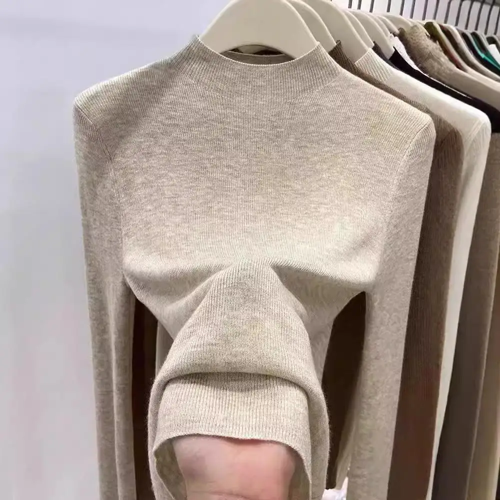 

Women's Soft Knit f High Ne Pullover Sweater Street Sle Long Sve Thin Polyester Fiber Single Piece Autumn 2024