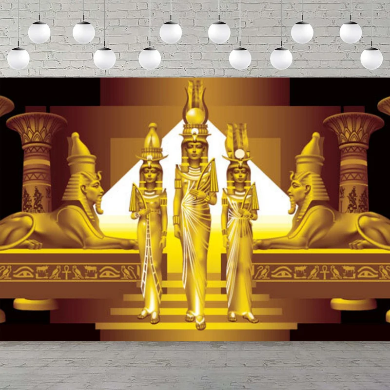 

Золотой Египетский храм фон для фотосъемки дворцовый зал лестница египетская пирамида фараон сфинкс египетская королева Клеопатра фон