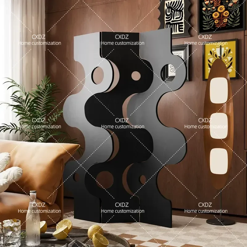 Medieval Style Screen Partition for Living Room Mobile Folding Baffle Light Luxury Home Room Shelter Simple Modern Design