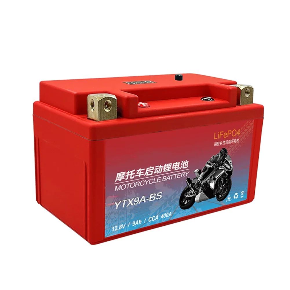 Motorcycle Battery LiFePO4 Scooter Starter 12.8V 5Ah 7Ah 9Ah CCA 200A-400A Built in BMS Lithium Battery Voltage Protection ATV