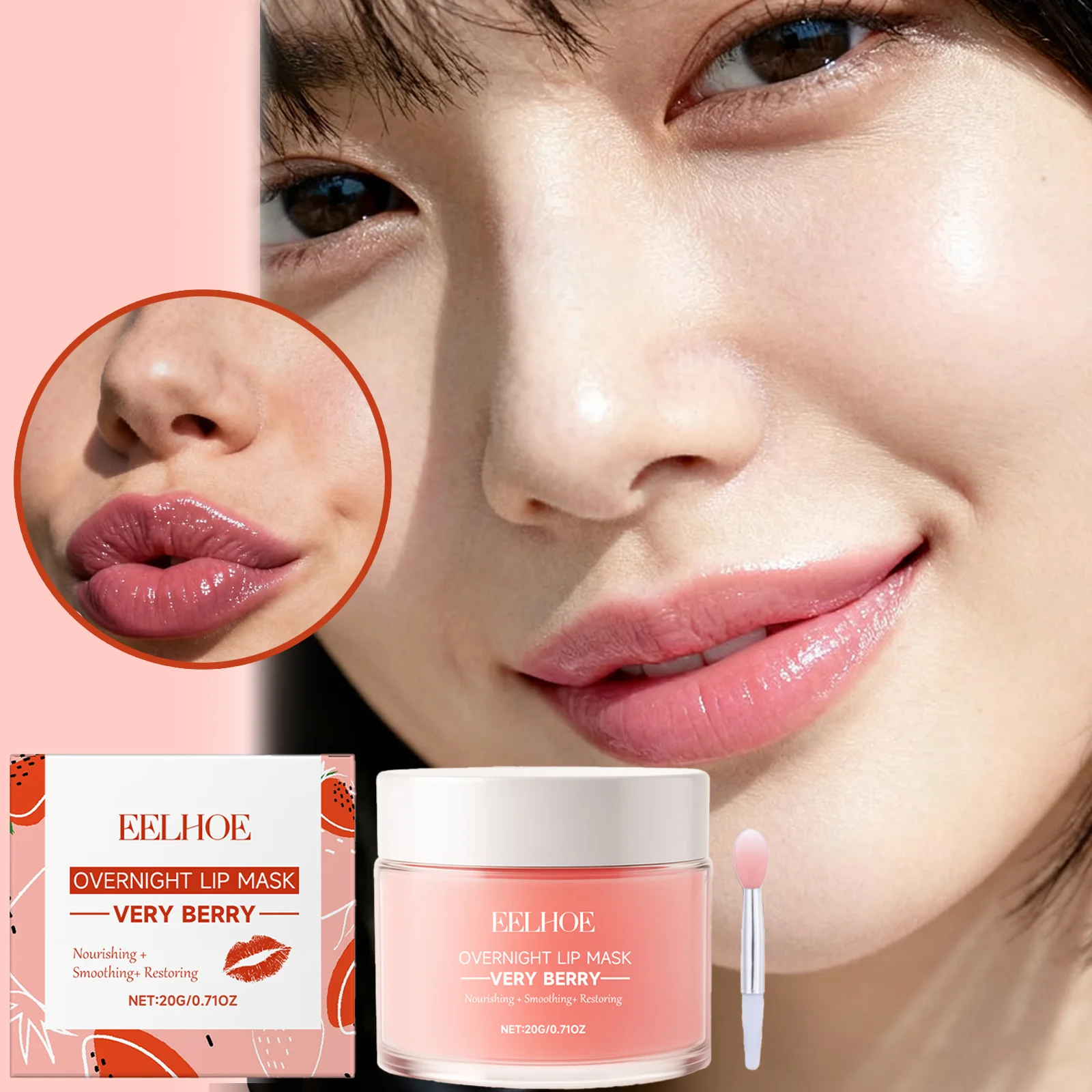 Berry Lip Sleeping Mask Overnight Lip Treatment for Dry Chapped Lips Hydrating Lip Mask with Hyaluronic Acid & Ceramide Deep