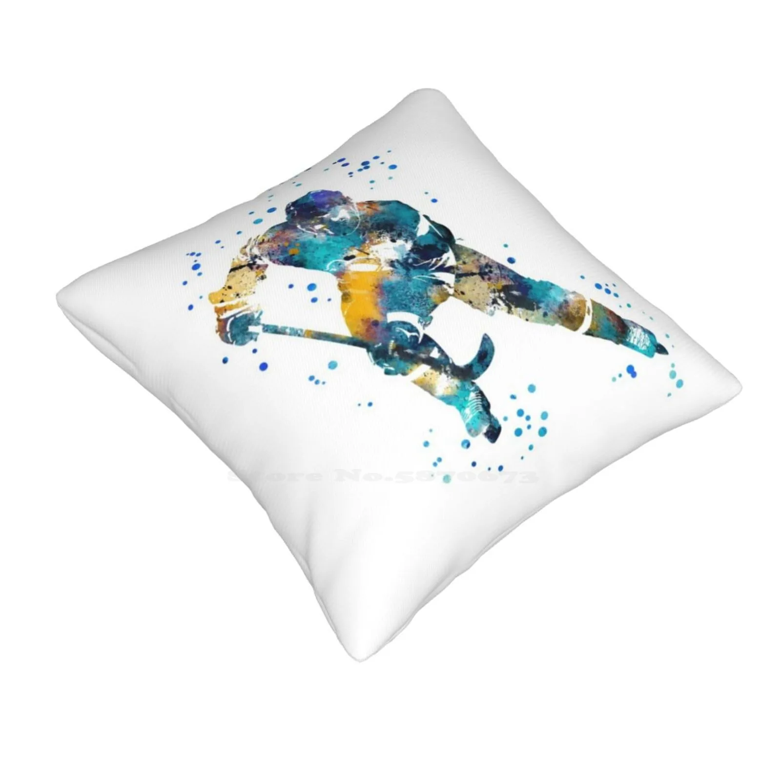 Hockey Player Soft Comfortable Pillowcase Watercolor Hockey Player Hockey Player Art Sport