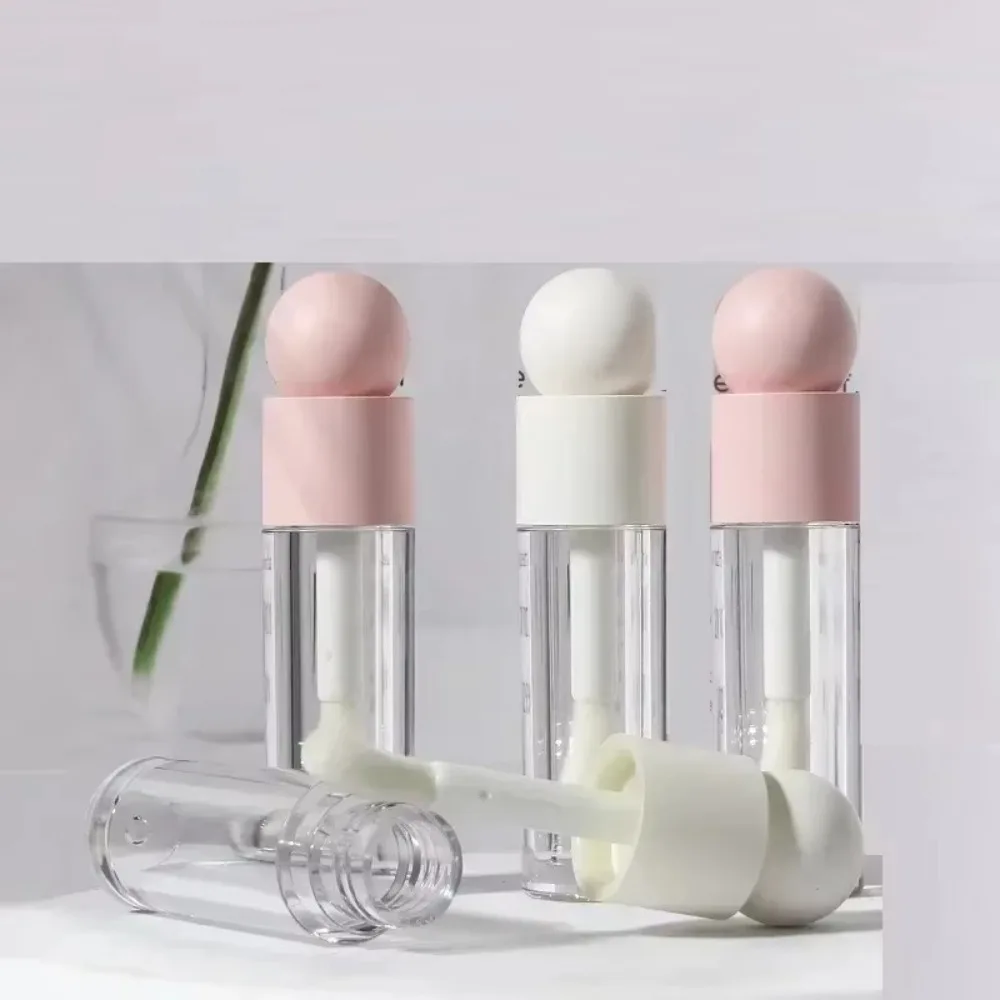 Nouveau Tube de brillant à lèvres de 5ml, mat, Transparent, rose, tige épaisse, distributeur de bouteilles vides, matériel d'emballage de maquillage, grande tête de brosse