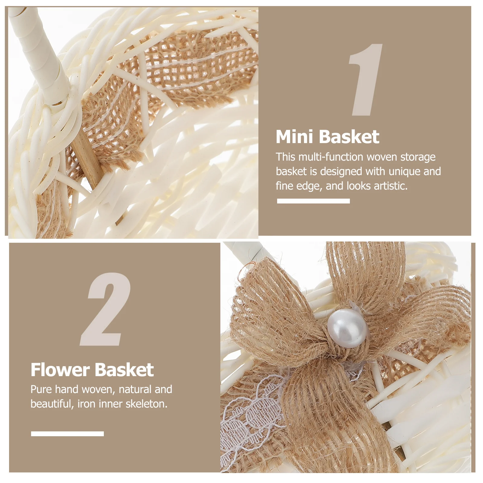 

1Set Braided Woven Mini Storage Basket Small Decorative Basket for Home Flower Display Wedding Party Festival Decoration