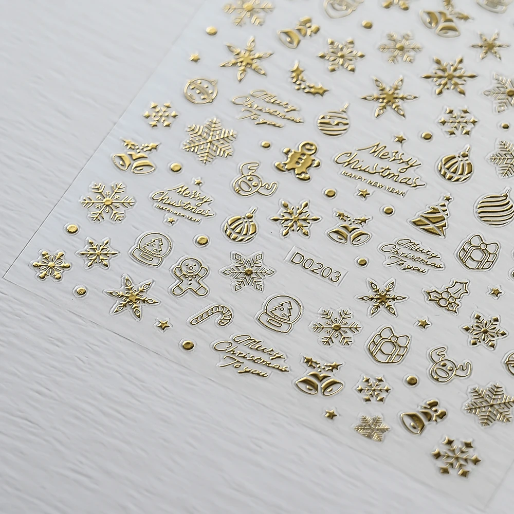 1pc 3d bronzeamento ouro natal arte do prego adesivos brilhante linha dourada árvore de natal floco de neve elk estrela decalque do prego natal fornecimento de unhas