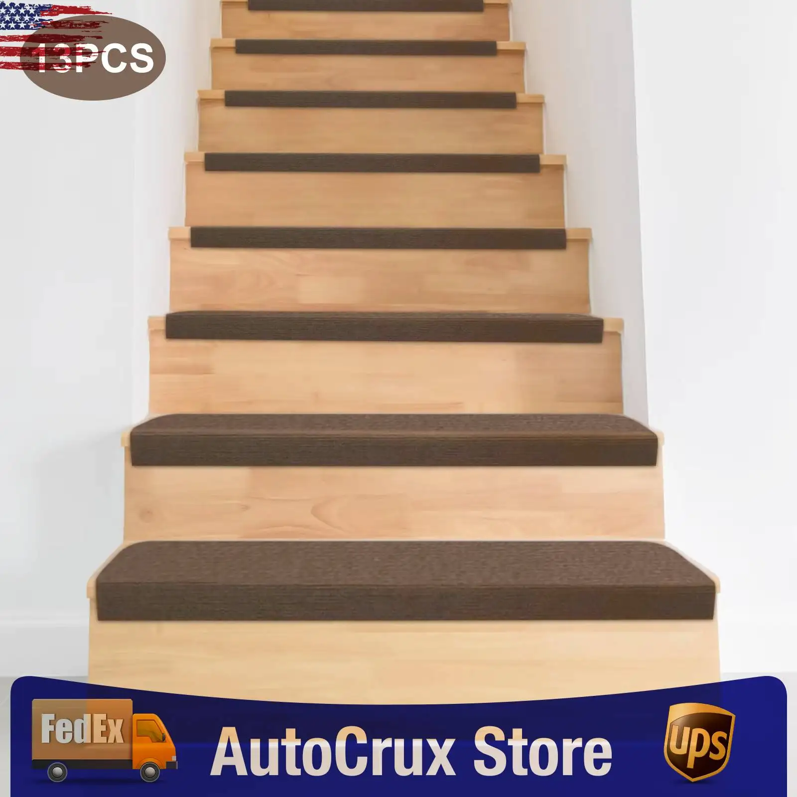 

Ковровые накладки на ступеньки, 13 шт., коричневые, противоскользящие, 55x20 см, для лестниц