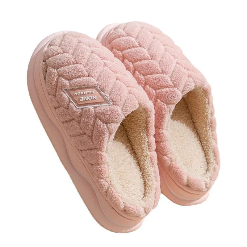 NEW 2025 Women's Winter Fashion Wrapped Head Warm Plush with Thick Soft Solve Non slip Couples Fluff Cotton Slippers