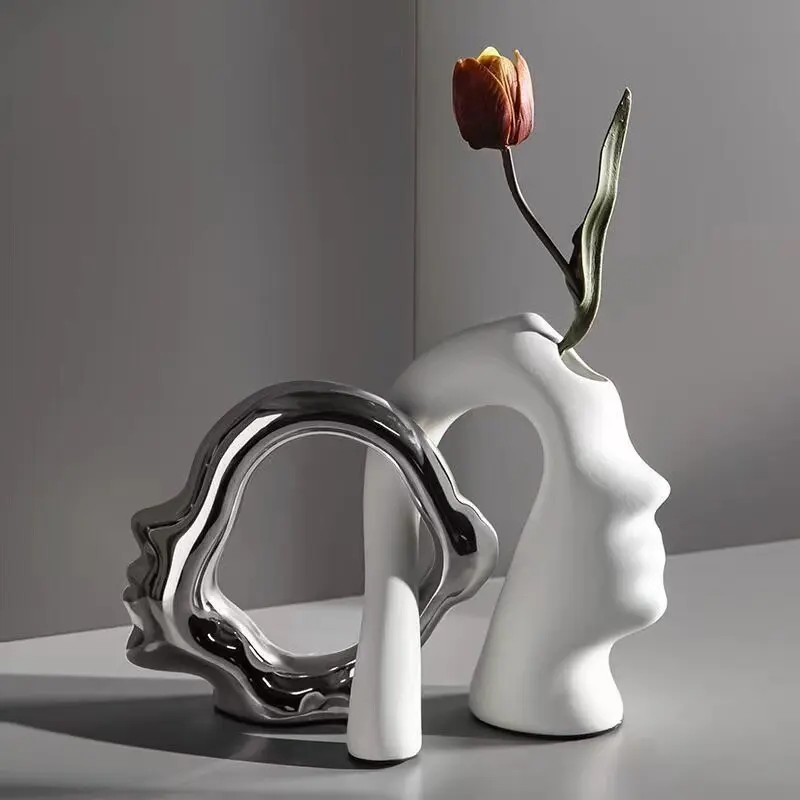 Premium Elegant High-End Vase & Decorative Art Piece, Creative Vintage Floral Centerpiece for Living Room, TV Cabinet, Entryway