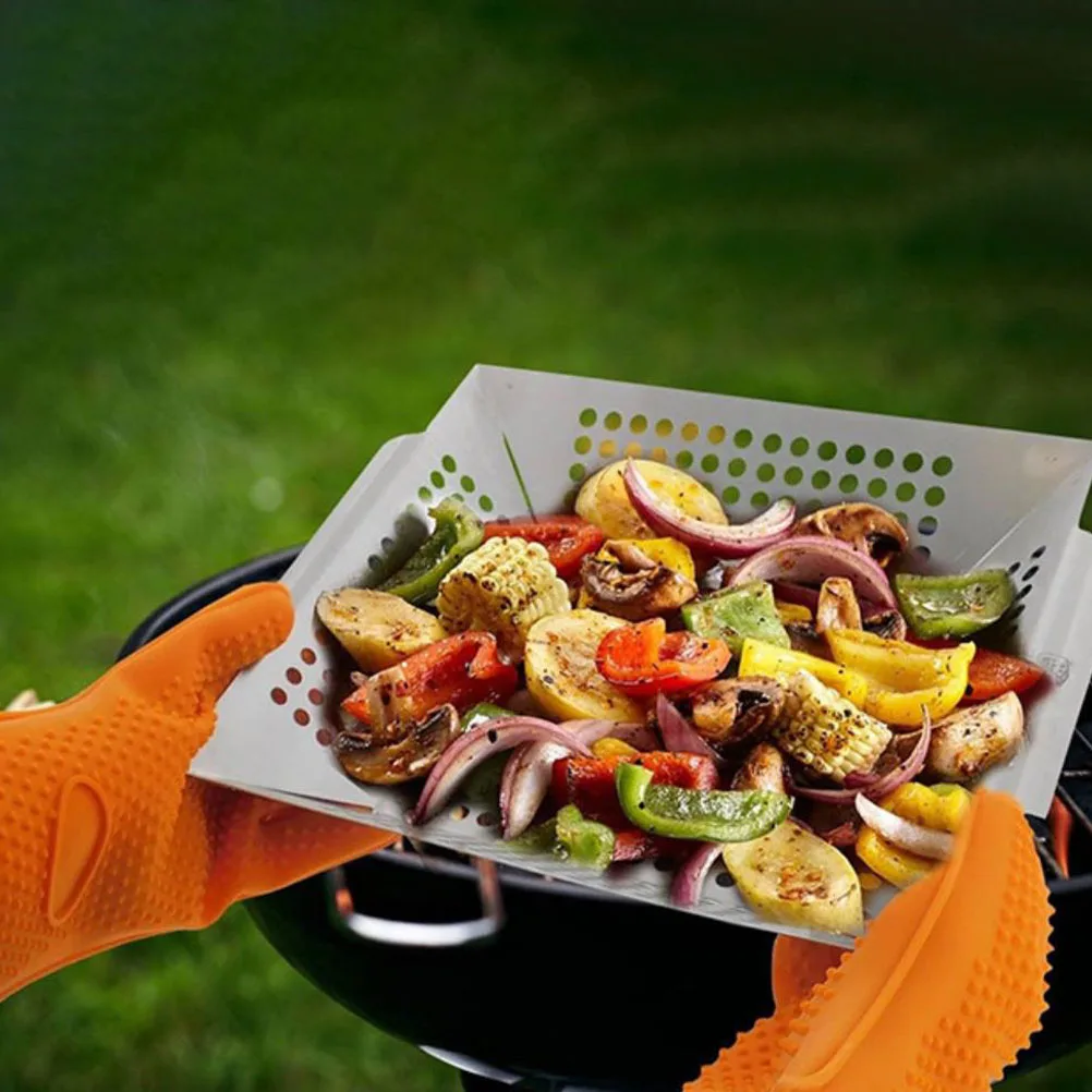 

1Pcs Bbq Tray Portable Grilling Plate Non-Stick Meat Pan with Drain Holes for Family Gatherings Bbq Grill Pan Barbecue Basket