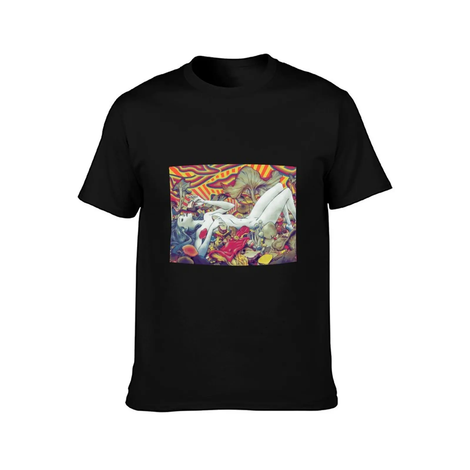 Colorful Psychedelic Trippy Hippy Mushroom Woman 420 Shrooms Hippie Girl Art T-Shirt Summer Casual Cotton Tee Unisex Men Women