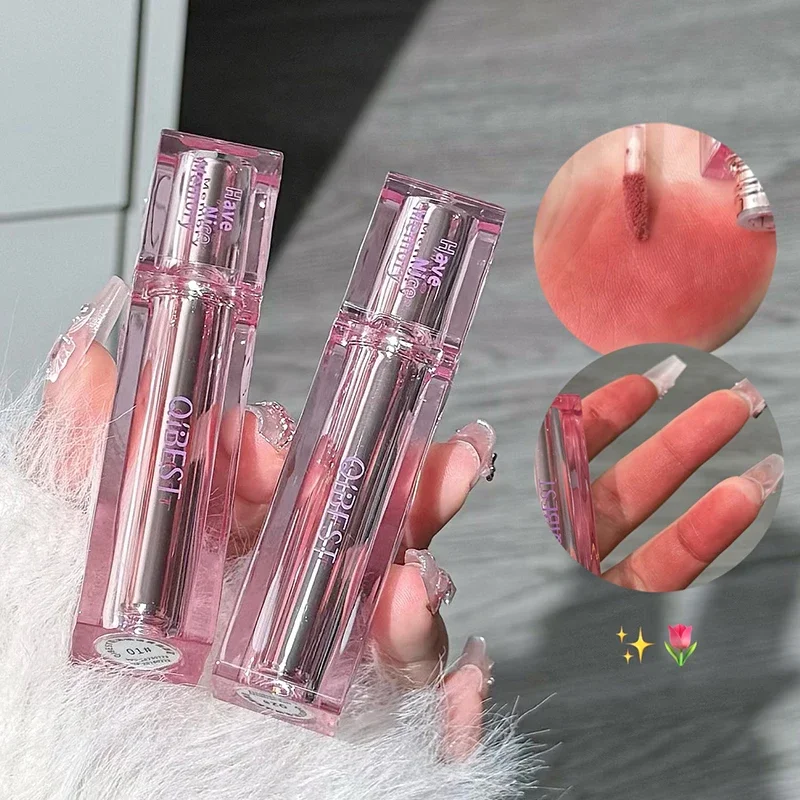 QIBEST Girl's Cute Velvet Matte Liquid Lipstick Waterproof Lasting Lipgloss Tint Non-Stick Cup Makeup Lip Mud Korean Cosmetics