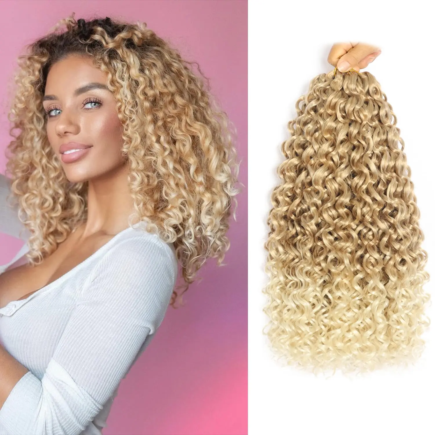 

Curl Crochet Hair 14 inch Short Water Wave Deep Twist Curly Braiding Ocean Wave Synthetic Hair Extensions for Women Daily Use