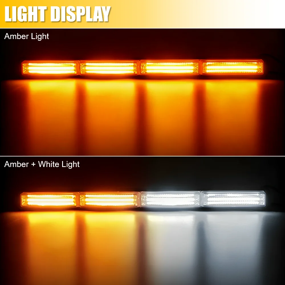 17 Inch Vehicle Warning LED Strobe Light Bar Traffic Emergency Flashing COB Light Bars Waterproof Hazard Flashlight for Trucks