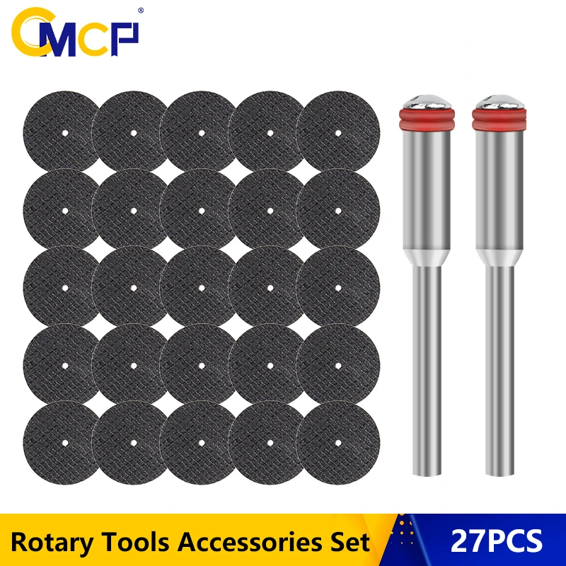 

CMCP 27pcs Abrasive Cutting Disc 32mm With Mandrels Grinding Wheels For Dremel Rotary Tools Metal Sanding Disc