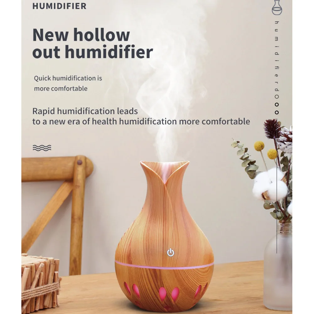 USB Wood Grain Air Humidifier Aromatherapy Diffuser with 7 Colors Change Night Light Purifying and humidifying the air Wholesale