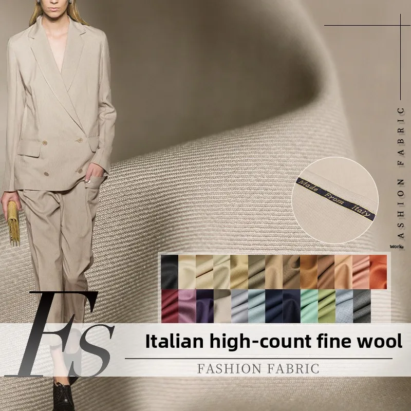 

Fine Oblique Fine Spun Wool Fabric for Skin-friendly No Bullet DIY Sewing Suit Coat Clothing Fashion Cloth Material By The Meter