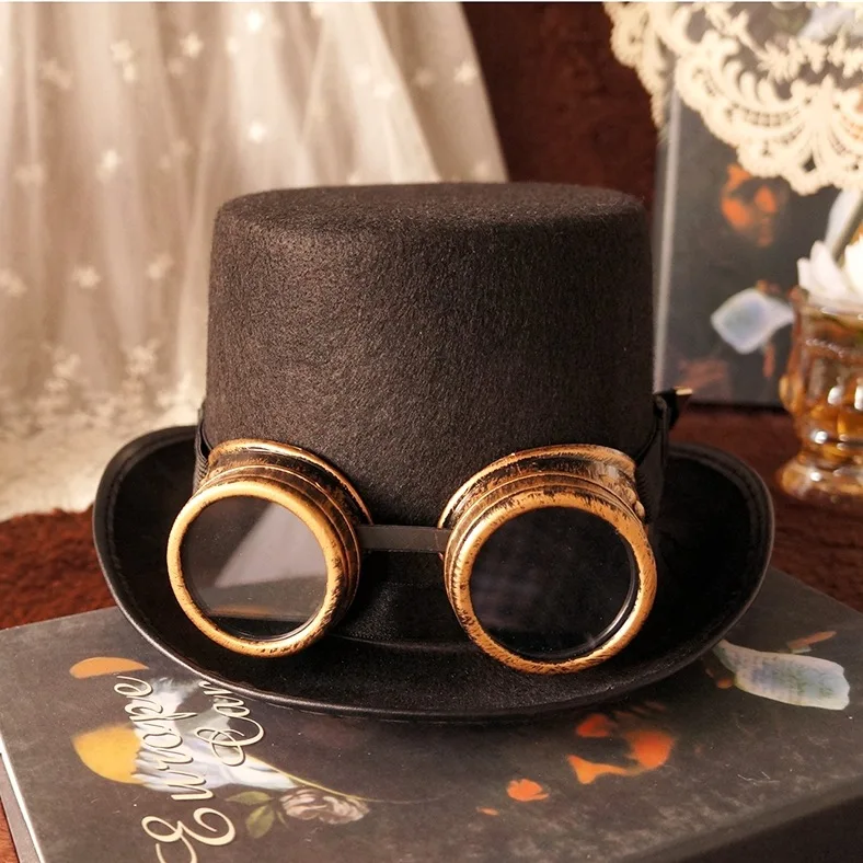 Chapeau victorien rétro punk steampunk pour hommes et femmes, chapeau haut de forme gothique, chapeau JOTop Gear, accessoire de robe de paupières, Halloween