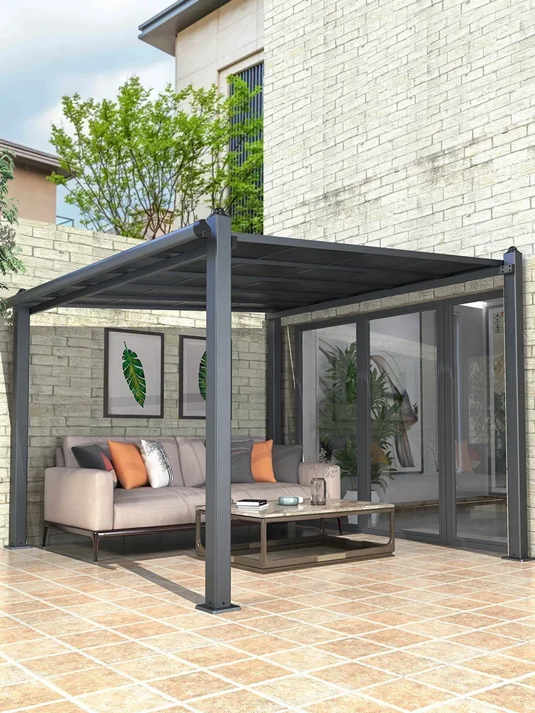 Outdoor pavilion, courtyard, sunshade, outdoor rain shed, aluminum alloy pavilion, car shed, high and low shed terrace villa