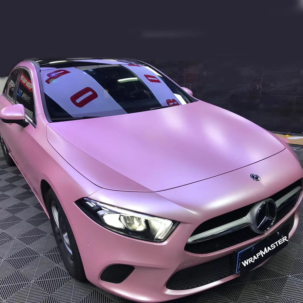 

Wrapmaster 5M/10M/18M Car Styling Satin Metallic Conch Pink Automobile Paint Protection Film Full Car Vinyl Wrap