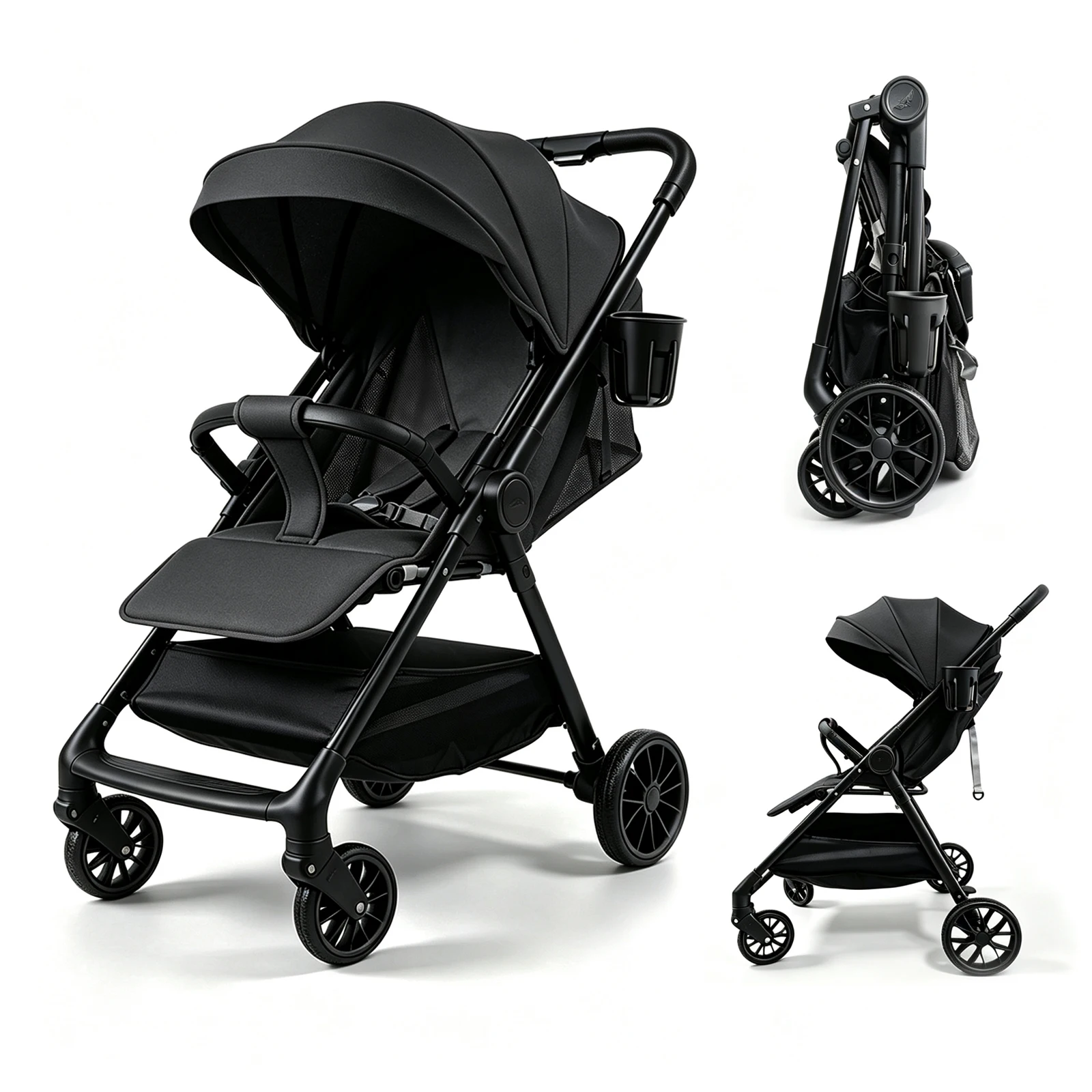 Passeggino 2-in-1 portatile, regolabile per far sedere o sdraiare il bambino, ideale per neonati e bambini piccoli, pieghevole, con ruote universali,
