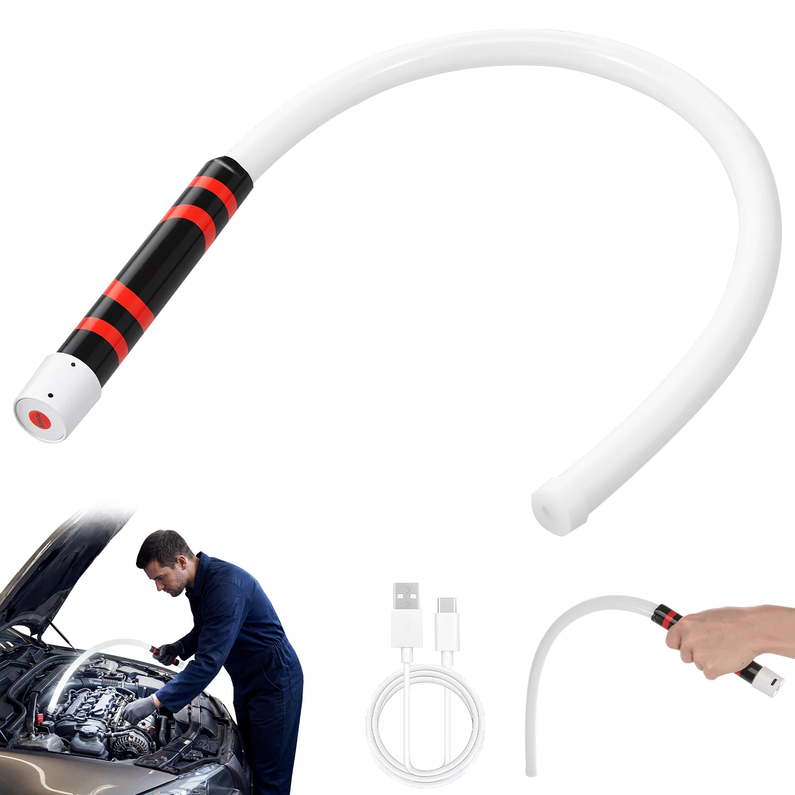 Flexible LED Work Light High-brightness Bendable LED Flashlight Stick with 3 Lighting Mode for Car Repair Engine Bay Inspection